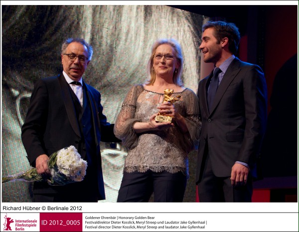 Homage to Meryl Streep 2012 - Festival director Dieter Kosslick, Meryl Streep and laudator Jake Gyllenhaal - copyright Berlinale