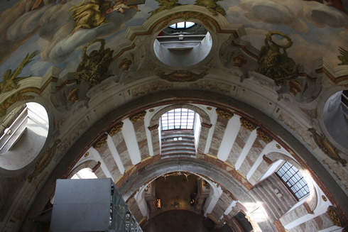 Looking down from the top-St Charles church