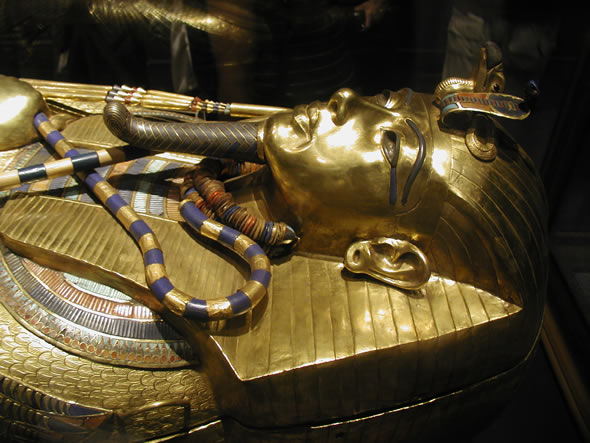 King Tut sarcophagus at the Egyptian Museum in Cairo on Tahrir Square