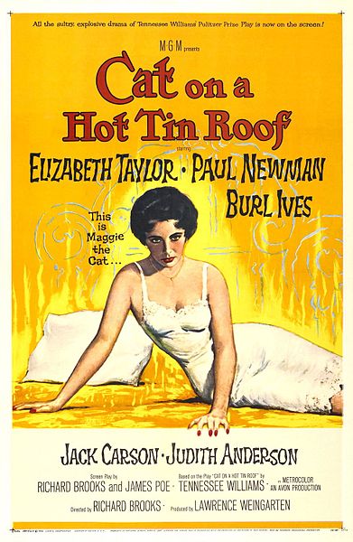 A cat on a hot tin roof - movie poster online for Wikepedia by Reynold Brown