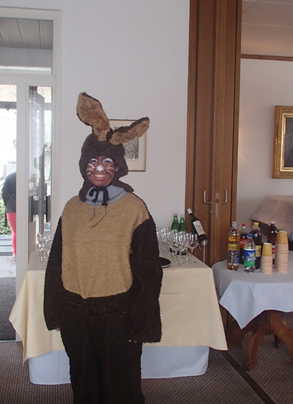 Alicia dressed as the Easter bunny at the Bad Ragaz Hotel Schloss