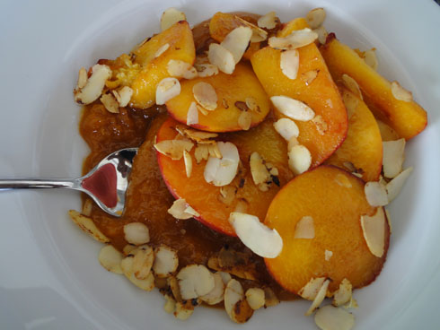 Peach and apricot with roasted almonds