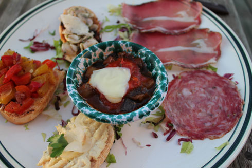 a plate of Tuscan antipastis