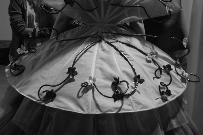 Back of a dress from maitre chocolatier Laurent Robatel of Villars and HC Fribourg- copyright Véronique Gray