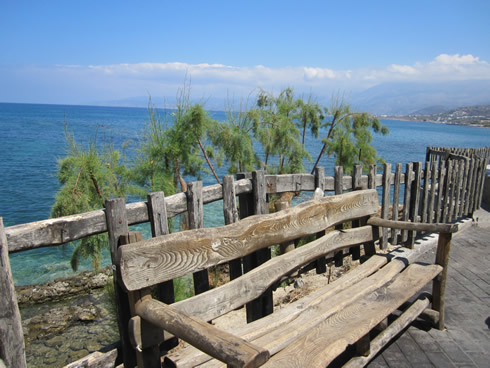 A bench for a pause in the port of Hersonissos (Creta)