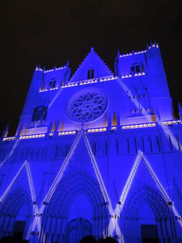 Cathedral St Jean - Blue colors - Lyon festival of lights