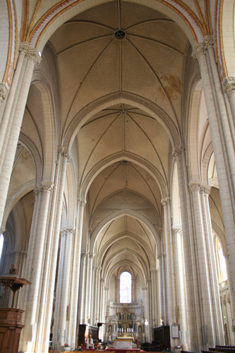 Inside of the Gothic Notre Dame Cathedral of Poitiers