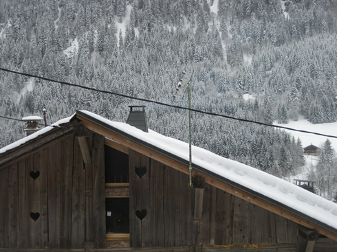 Roof of a chalet in the French resort of Chatel, France