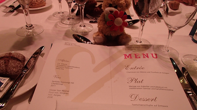 Dinner menu for the charity gala of the Zurich Lighthouse credit Véronique Gray