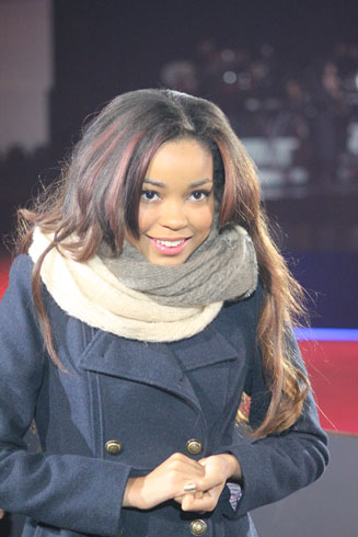 Dionne Bromfield surprised with a birthday carke at Art on Ice rehearsal