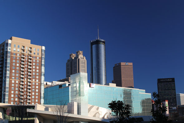 Downtown Atlanta with Coca Cola, Westin and Equitable buidlings