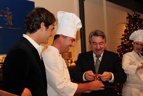 Ernst Tanner, Federer and Maitre chocolatier and the new Lindt Teddy