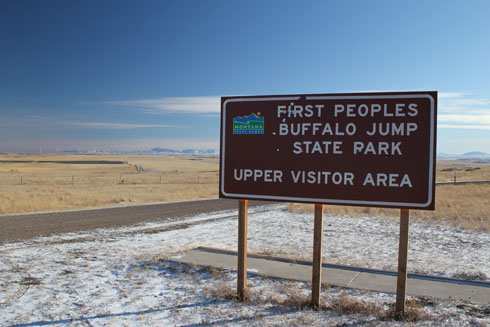 First Buffalo Jump Park sign near Ulm, Montana