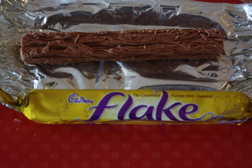 Flake inside and out of its wrapping paper
