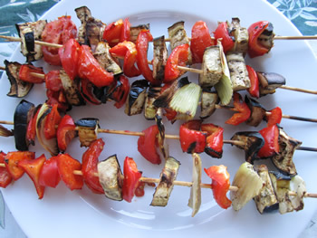 Colorful veggies grilled on the barbecue