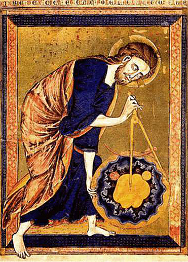 God as Architect-Mid 13th century - Frontispiece of Bible Moralisee