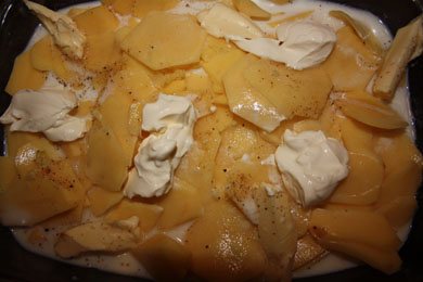 gratin dauphinois before cooking