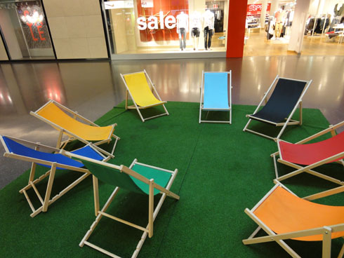 Lounge chairs in a Zurich Mall
