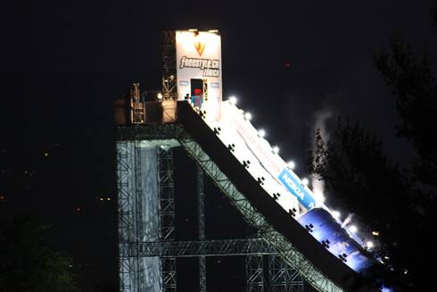 Freestyle competition at night in 2009-making snow