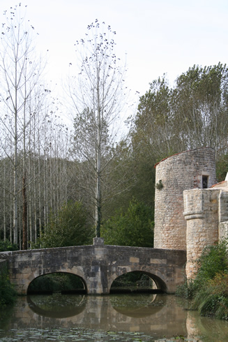 Bridge reflection in Nouillé Maupertuis (France)