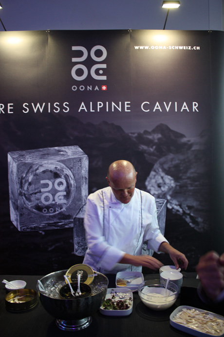 Oona Caviar with sales director Heinrich Stehli at il tavolo, at the headquarters of Gate Gourmet - copyright Veronique Gray