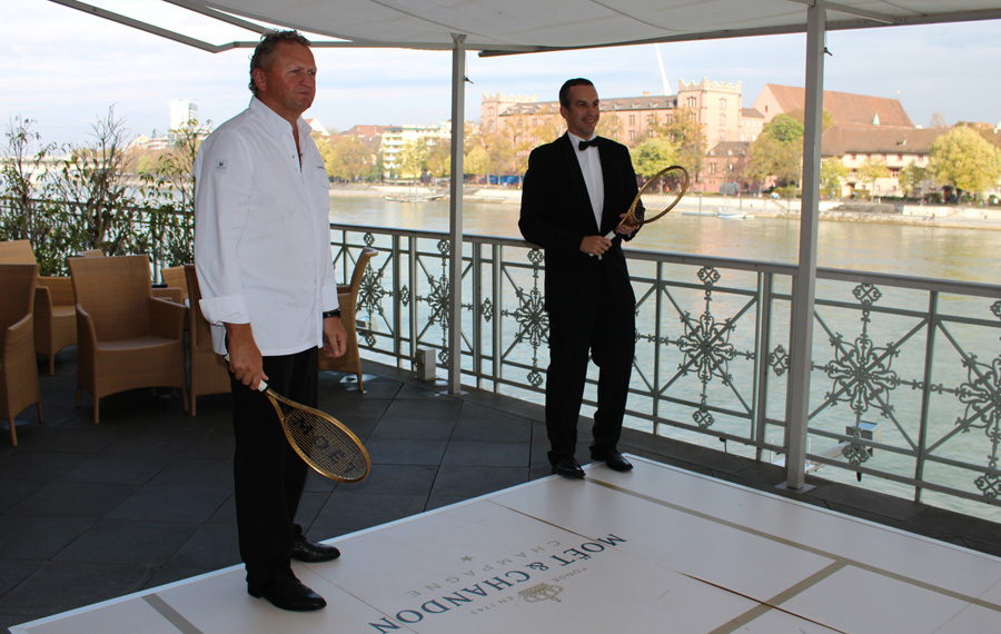Peter Knogl, Chef de Cuisine Cheval Blanc (left) and Chef de Bar, Thomas Huhn (right) - Grand Hotel les Trois Rois, Basel - Moet & Chandon event - copyright Veronique GRAY