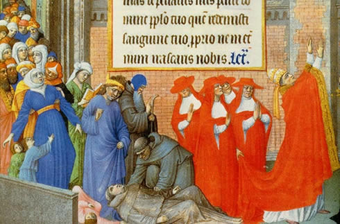 15th century painting - Plague and Pope Gregory I