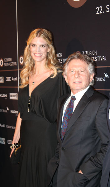 Roman Polanski and Nadja Schildknecht on the green carpet of the Zurich Film Festival