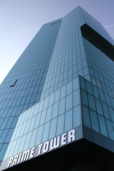 Prime Tower building in Zurich, front side