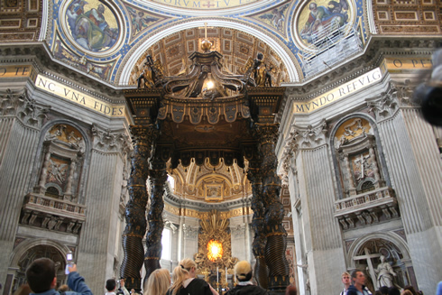 Altar and baldachin inside of St. Peter's basilica