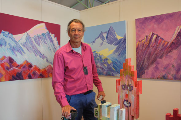 Rolf Braem at Art International with his paintings and mountain ghosts