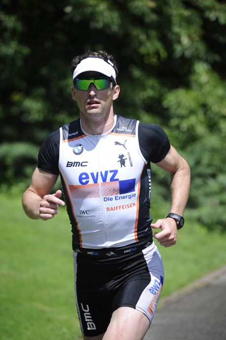 Ronnie Schildknecht running during the 2012 Zurich Ironman - credit Kirsten Stenzel