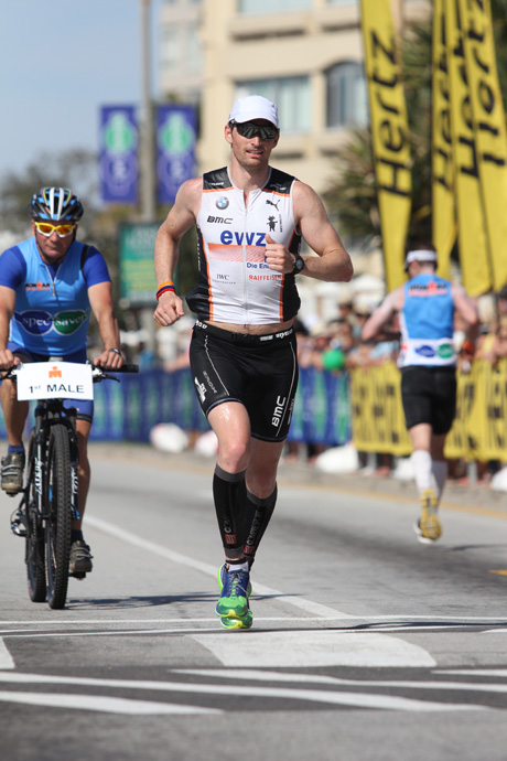 Ronnie Schildknecht running in South Africa at the Ironman - credit Craig Muller