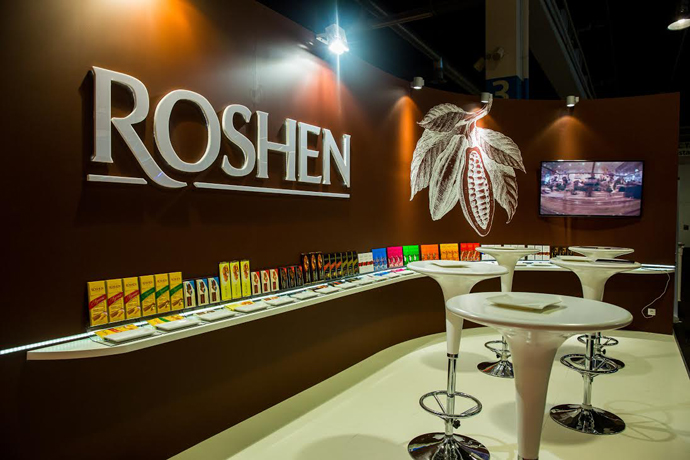 Roshen stand at the Salon du Chocolat in Zurich - Ukranian chocolate brand - copyright Roshen