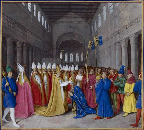 Crowning of Charlemagne in Dec. 800-Grandes Chroniques de France