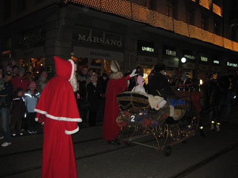 Santa and St. Nicholas on the Bahnofstrasse