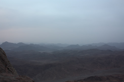 Mountain peaks from Mount Sinai at 5:54 a.m.