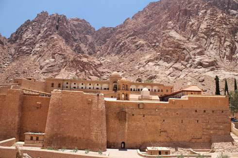 The St. Catherine Monastery near Moses Mountain in the Sinai desert