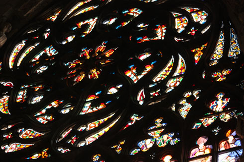 Stain glass window close up