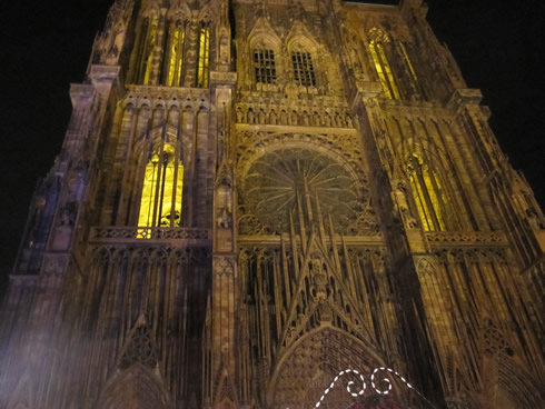 Strasbourg cathedral by night