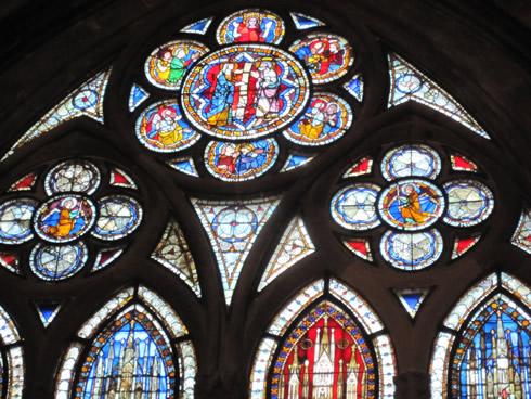 Various stainglass windows at the Strasbourg cathedral