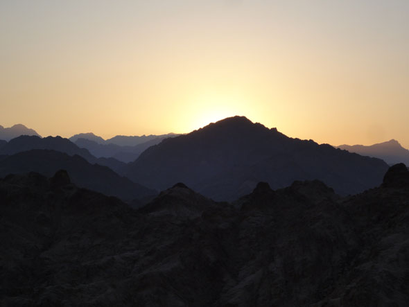 Sunset over the Sinai Mountains near Sharm during a camel trip