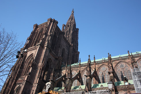 Strasbourg cathedral from outside, side of Rohan Palace