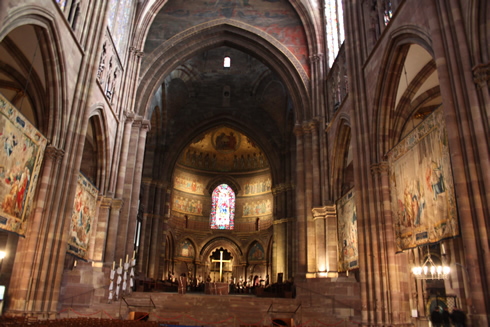 Strasbourg Cathedral - nave and illuminated choir