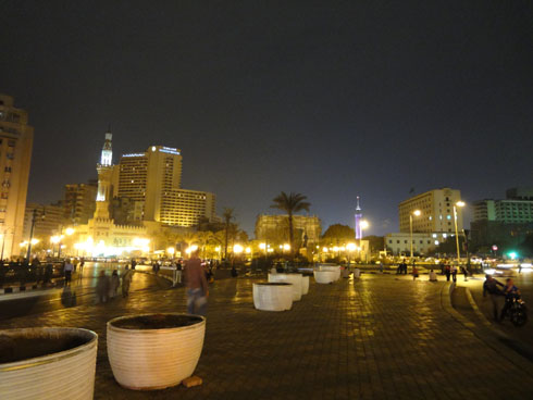 Tahrir square at night on the day of the referendum, March 19th, 2011