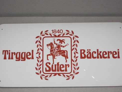 Front sign of the Tirggel Suter Bakery and Factory in Schönenberg