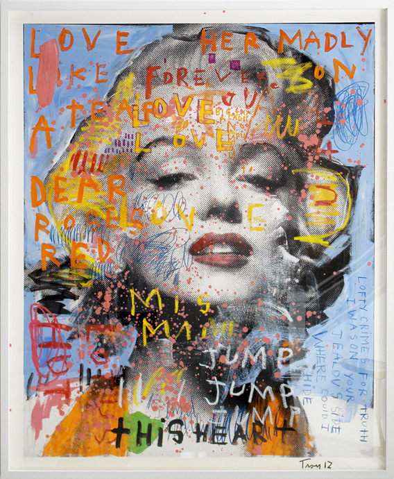 Troy Henriksen -Marilyn Love Her Madly- Acrylique Et Mixte Sur Papier -176x146cm-2012 copyright Troy Henriksen