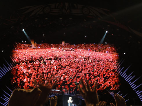 Bon Jovi fans at a concert in Udine, Italy