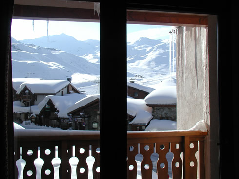 Snowy village of Val Thorens in February (France)