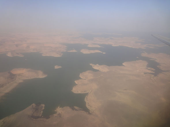 View of Lake Nasser from the airplane
